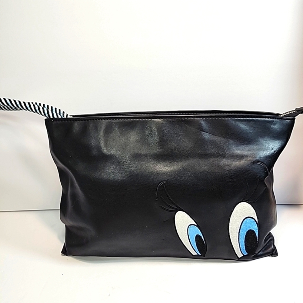 Looney Tunes Tweety Bird Large Wristlet Clutch w/ Strap Purse ZARA Black 12x7x4
